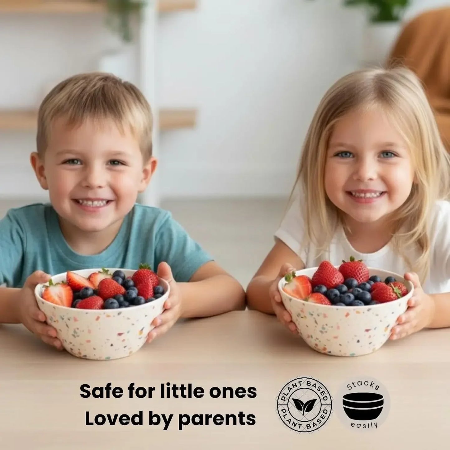 Bamboo Bowl Set of 4 – 6-Inch, 20 oz Deep Cereal & Snack Bowls for Kids