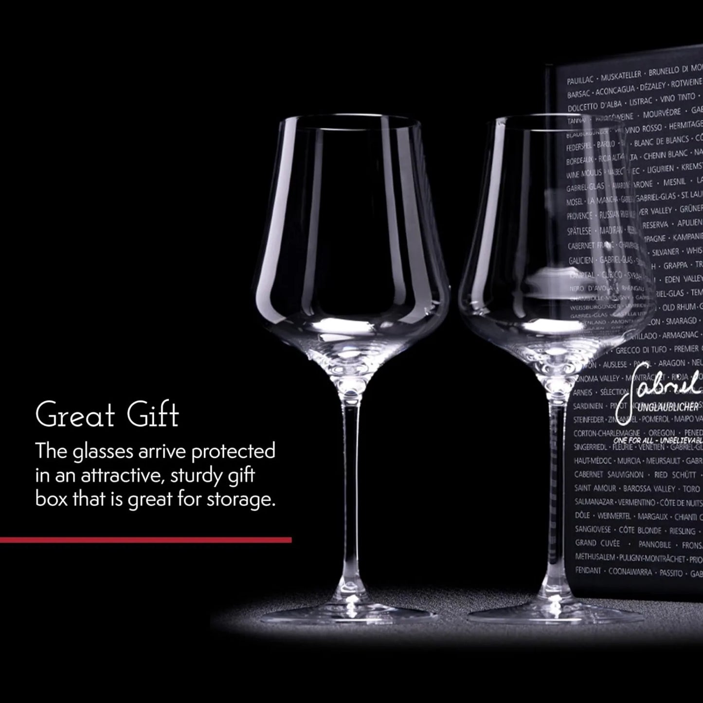 Crystal Wine Glasses, Set of 6 with Gift Boxes