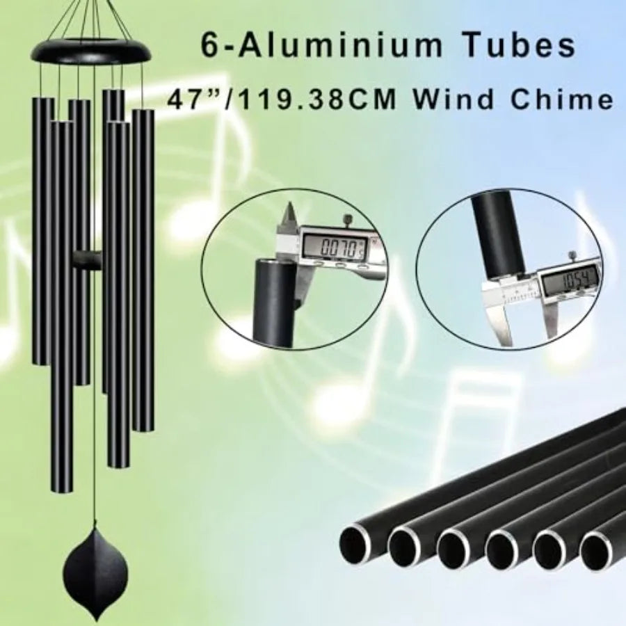 47 Inch Large Wind Chimes for Outside, 6-Tube Deep Tone Memorial Wind Chimes
