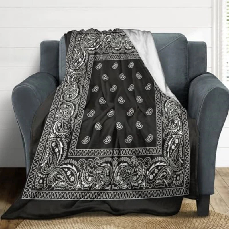 Black Paisley Art Blanket Soft and Warm Throw Super Soft Micro Plush Blanket