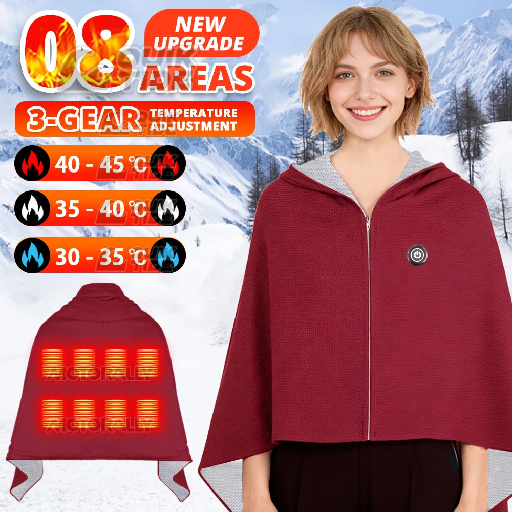Winter Women Heated Shawl,with Smart Temp Control up to 45Celsius