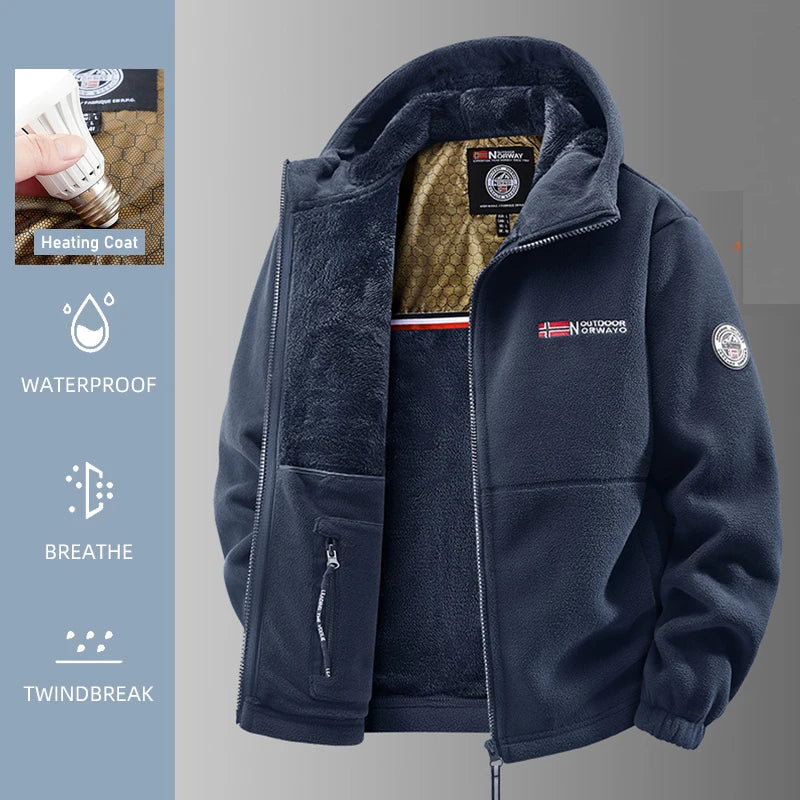 Men Heated Jacket Winter Polar Fleece Jacket Thermal Fleece