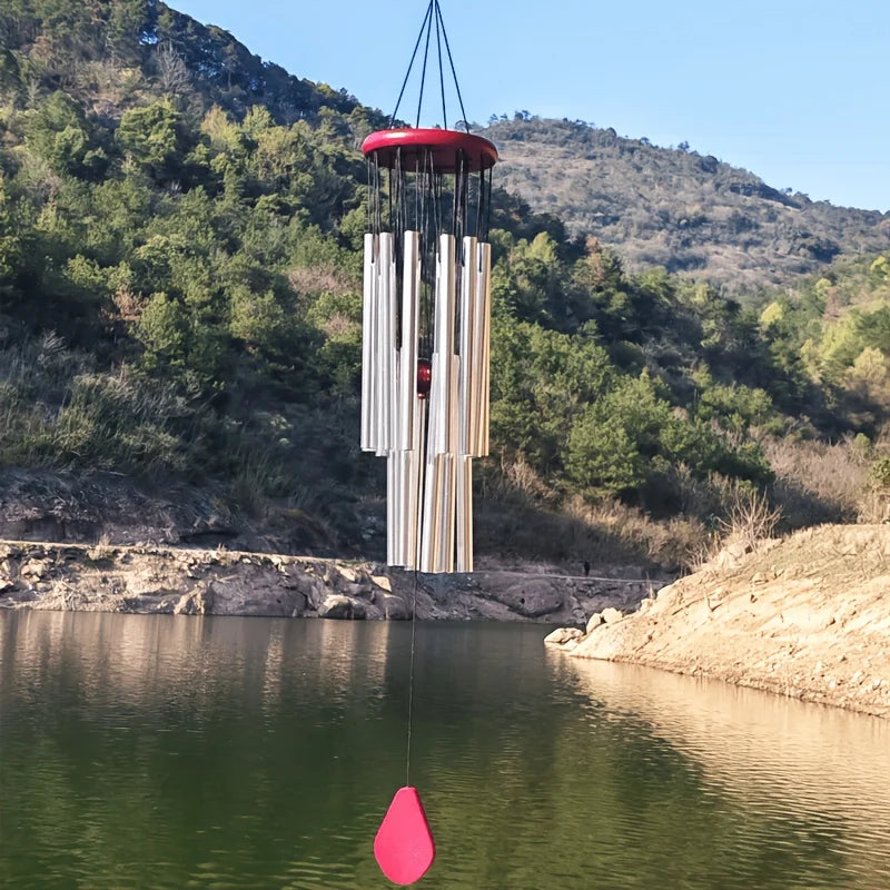 27-Tube Metal Wind Chime with Wooden Top,
