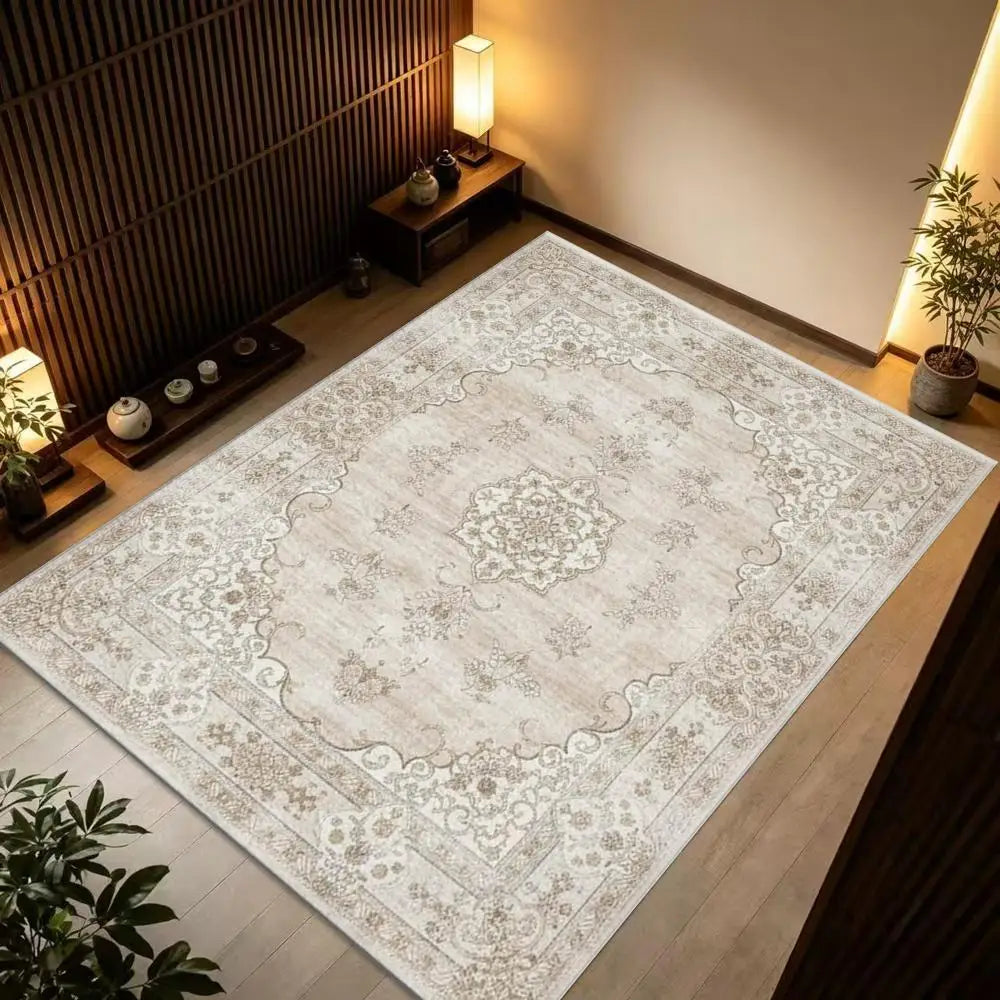 Vintage Beige Rug, Soft & Comfortable, All Seasons, Easy to Maintain