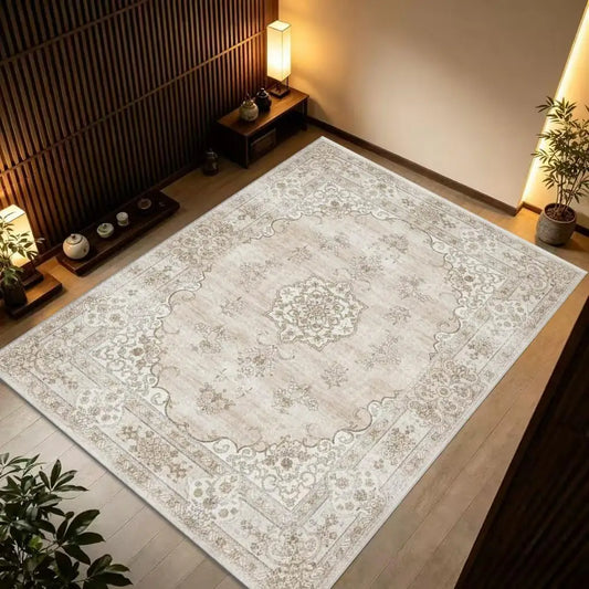 Vintage Beige Rug, Soft & Comfortable, All Seasons, Easy to Maintain