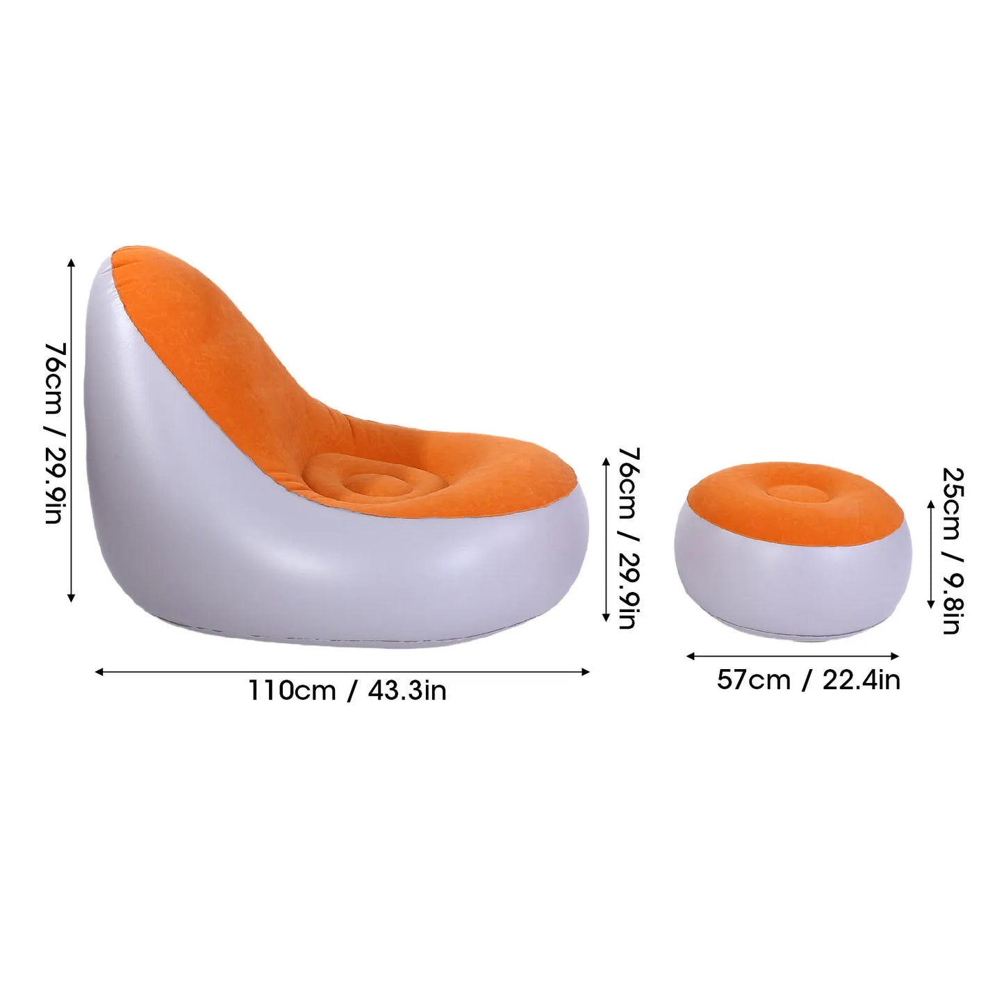 Inflatable Lounge w Footstool - Water Proof Folding Blow Up