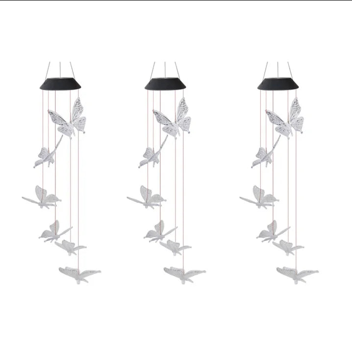 Solar Butterfly Wind Chimes, Color Changing Lights