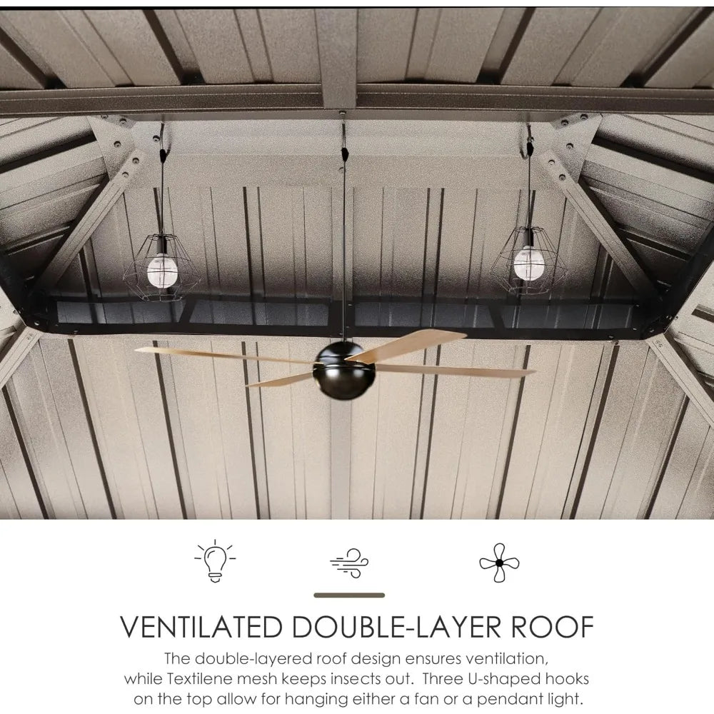 6’ x 8’ BBQ Hardtop Grill Gazebo,  Double Galvanized Metal Roof