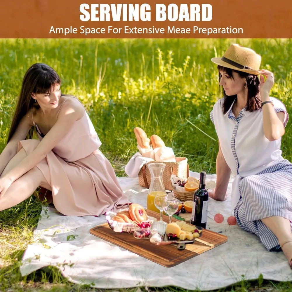 6 Pieces Acacia Wood Cutting Board 14 x 10 Reversible Charcuterie