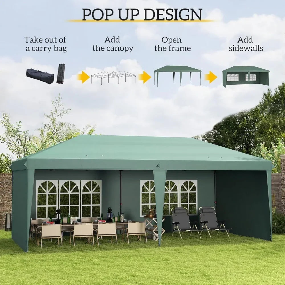 10' x 20' Pop Up Canopy Tent with 4 Sidewalls, Heavy Duty