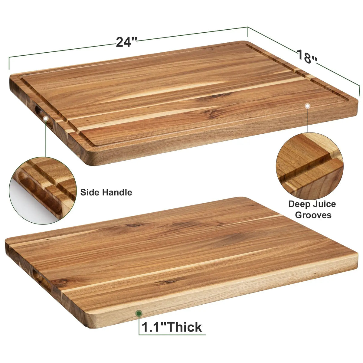 60 cm Extra Large, 24 x 18 Inch  1.2" Thick Butcher Block,Charcuterie