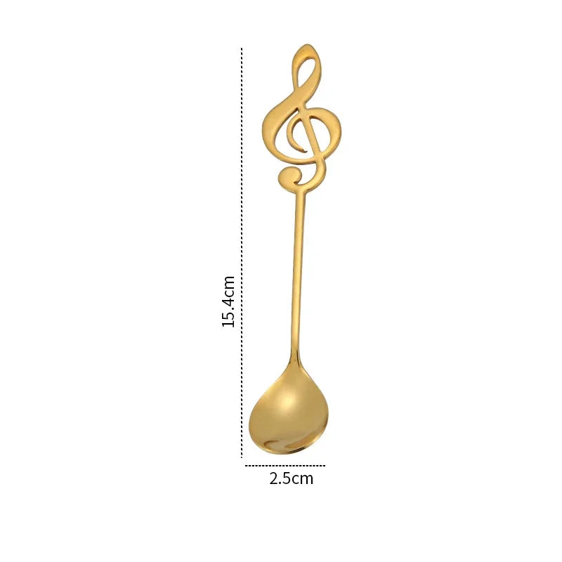 3/5/10pcs 304 Stainless Steel Musical Notes Coffee Spoon