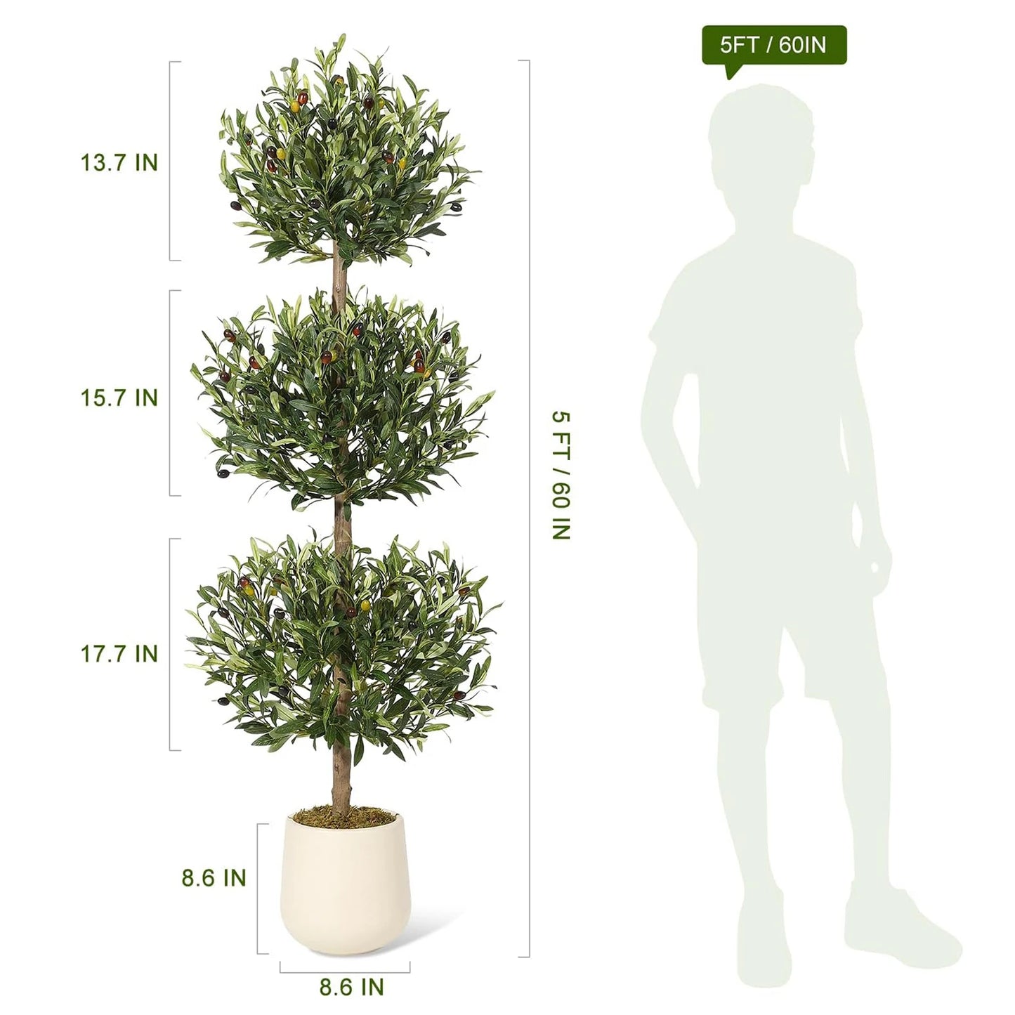 Artificial Olive Tree 5FT Tall with Planter
