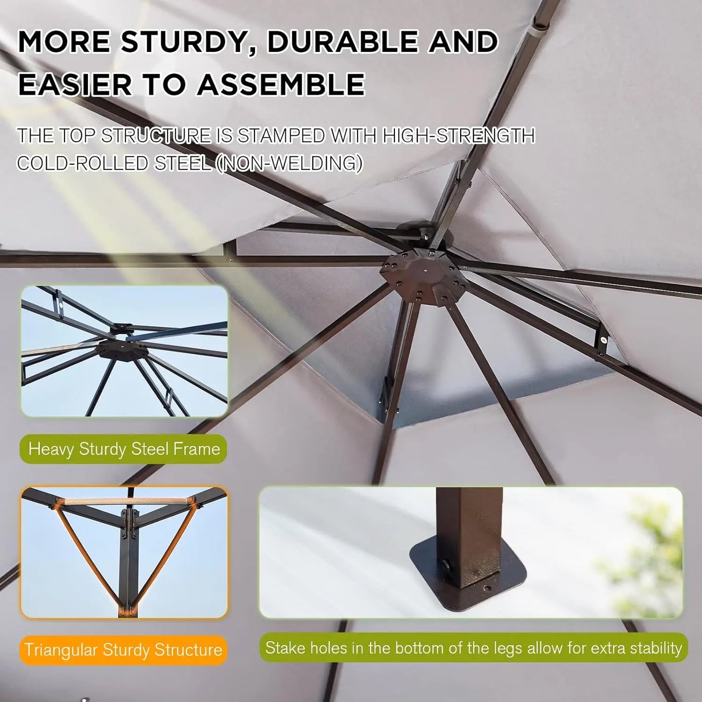 10x12 Gazebo, Metal Outdoor Patio Gazebo[Heavy Duty Frame]