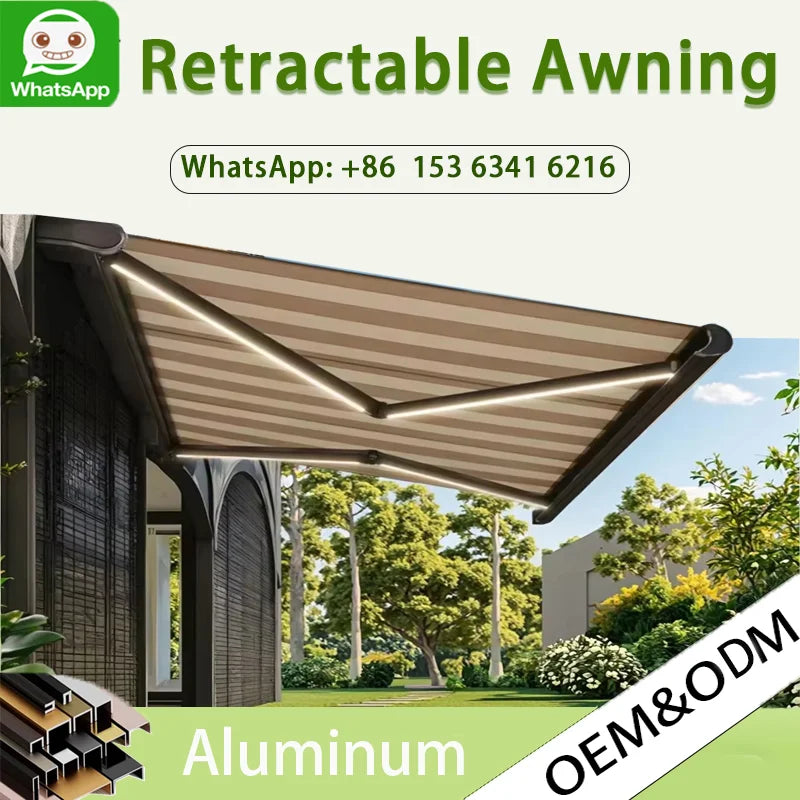 Electric Awning Aluminum Frame Retractable Canopy Roof