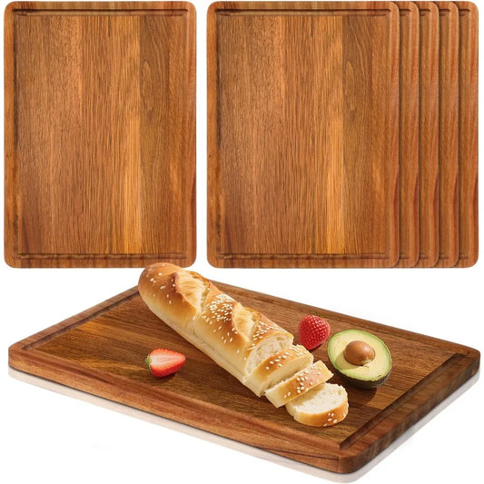 6 Pieces Acacia Wood Cutting Board 14 x 10 Reversible Charcuterie