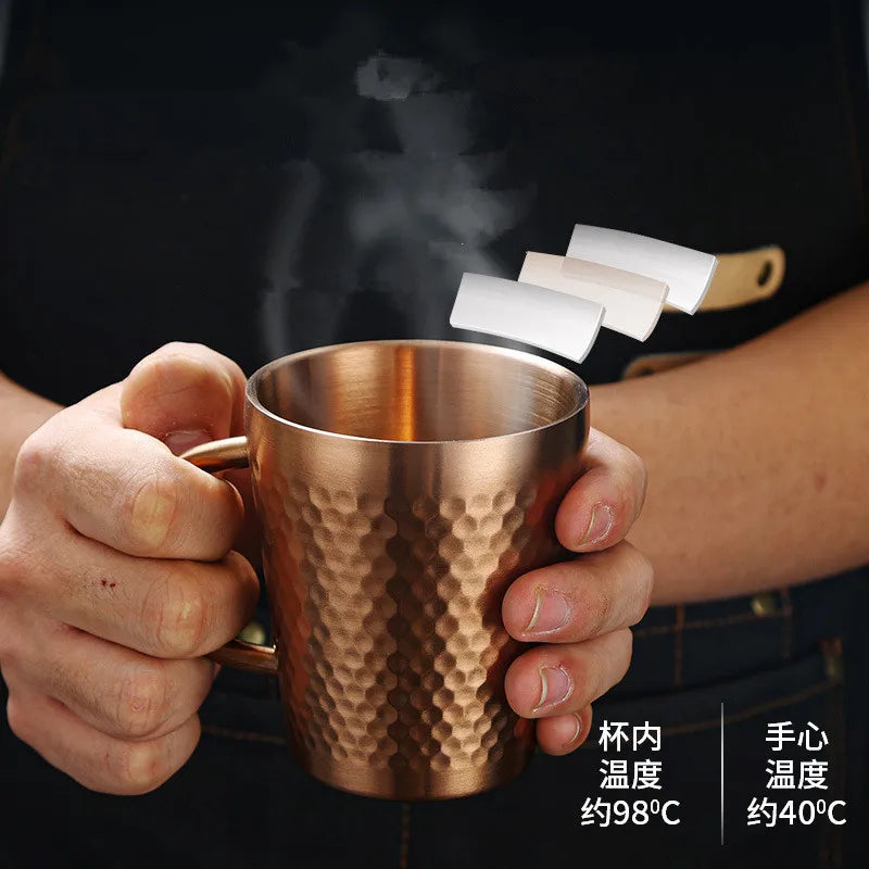 Gold 304 Stainless Steel Beer Mug Water Cups with Handle