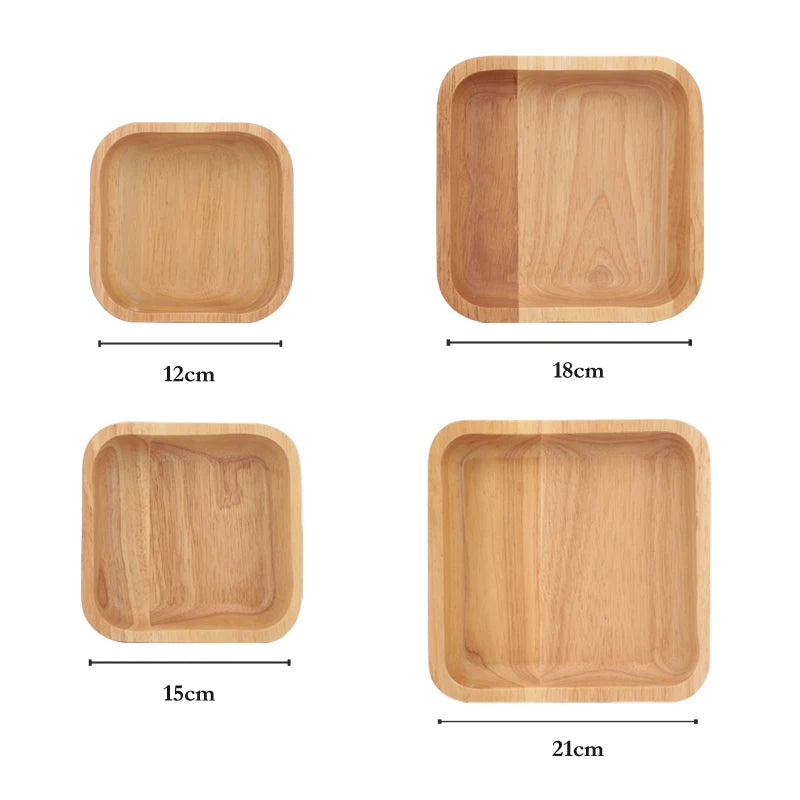 1Pc Square Wood Bowl 3 Size Serving Dishes