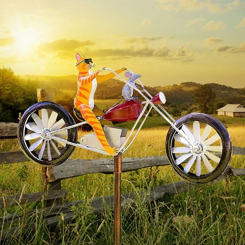 Vintage Bicycle Metal Wind Spinner Animal Motorcycle Windmill