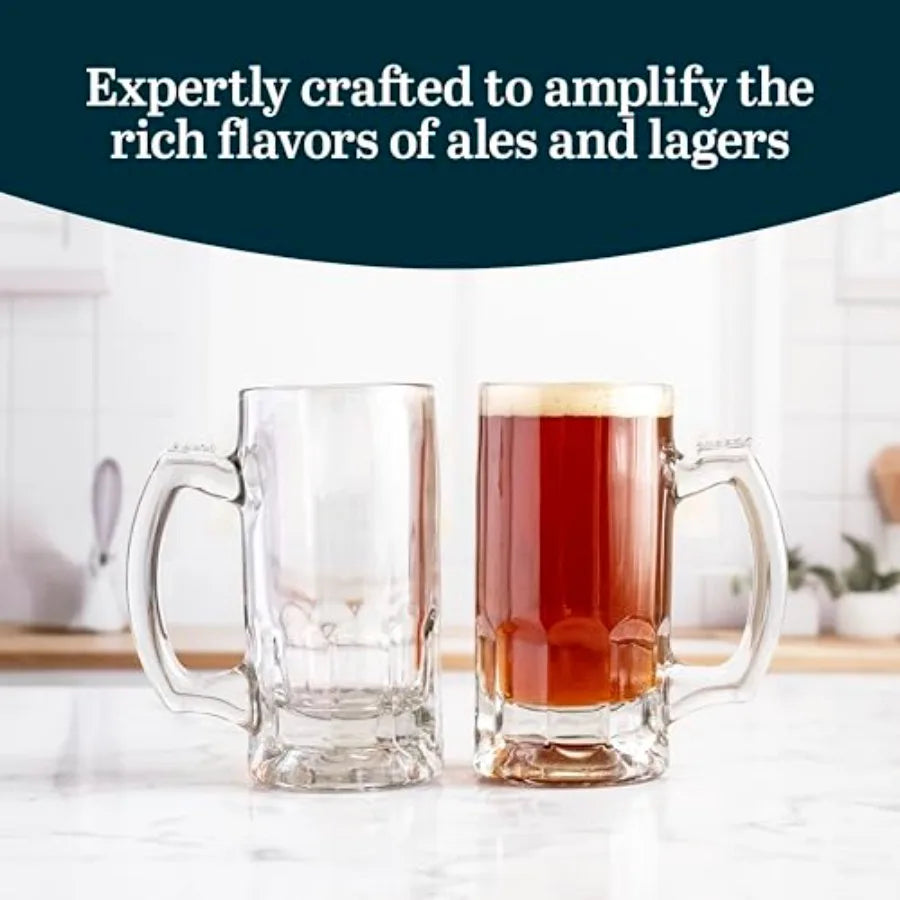 Glass Beer Mug Set, Beer Glasses Set Of 4
