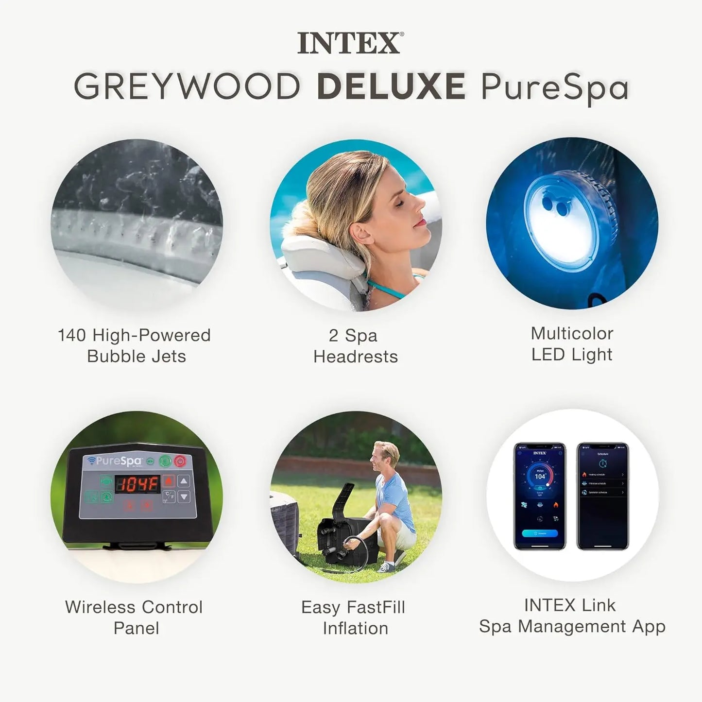 Inflatable  Hot Tub Jet Spa with 2 Medium and 2 Tall PureSpa Accessories