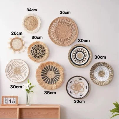 Boho Straw Wall Decor Grass Weaving Woven Tassel Wall Hanging