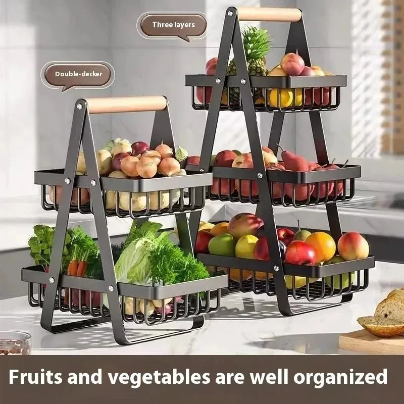 Kitchen vegetable rack countertop hand basket multi-layer