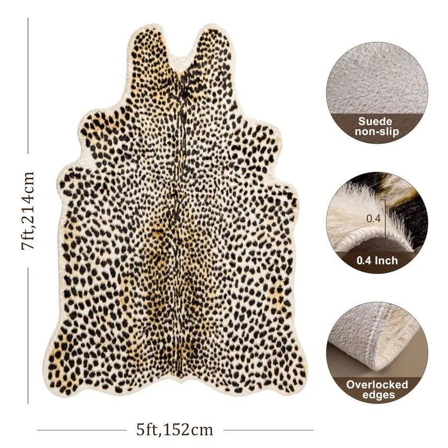 Leopard Rug 5.2x7 Faux Animal Print Skin Cheetah