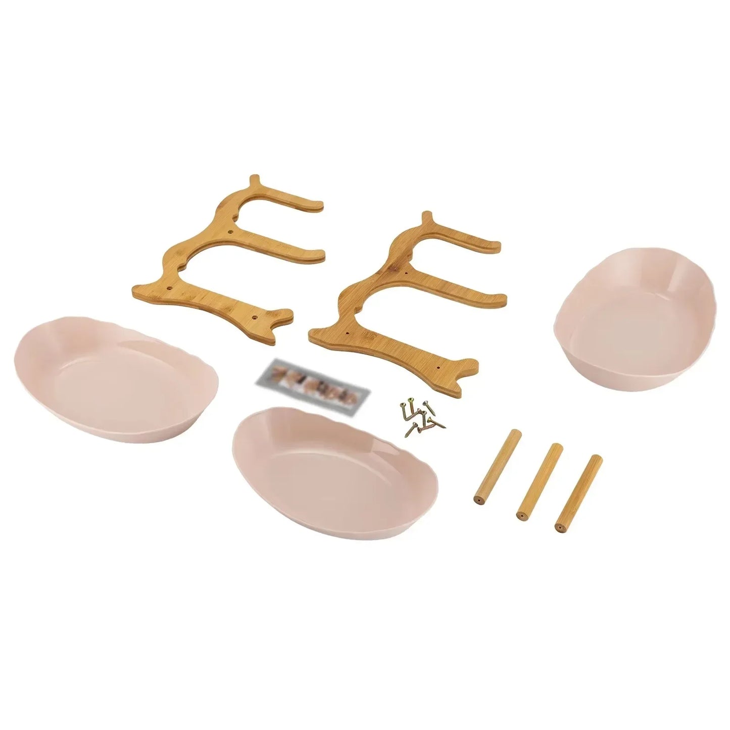3 Tier Plastic Fruit Bowl W|Bamboo Countertop Stand,