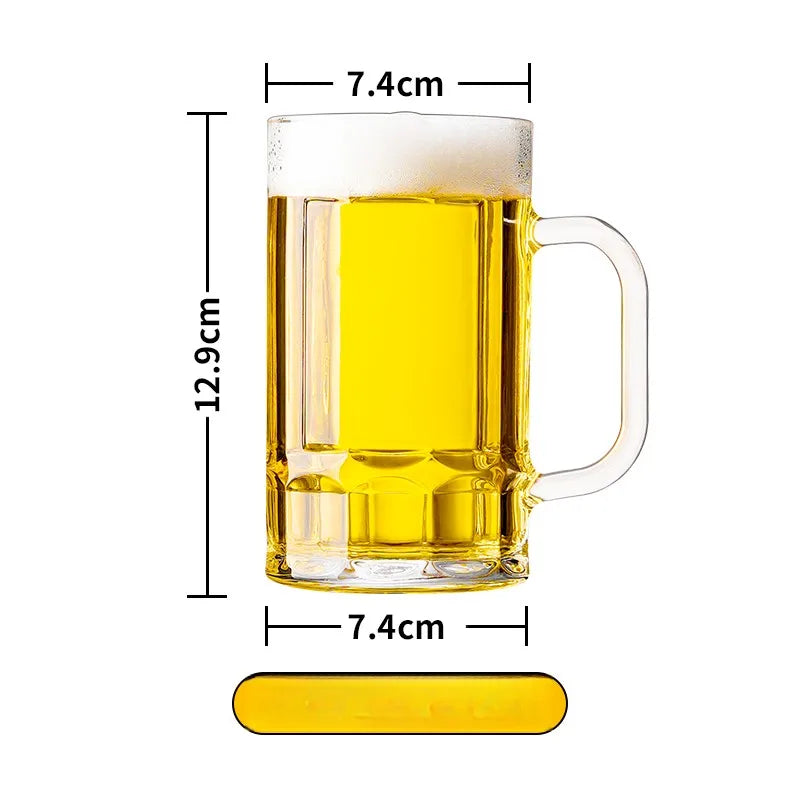 Large Capacity Beer Glass with Handle High End Glass Drinking Cup