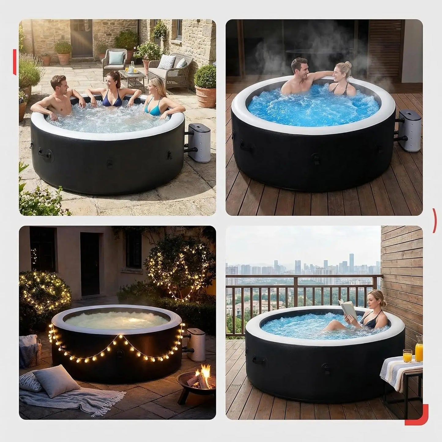 Inflatable Hot Tub Spa with 170 Jets 6 8 Person 82 5x28 Inch