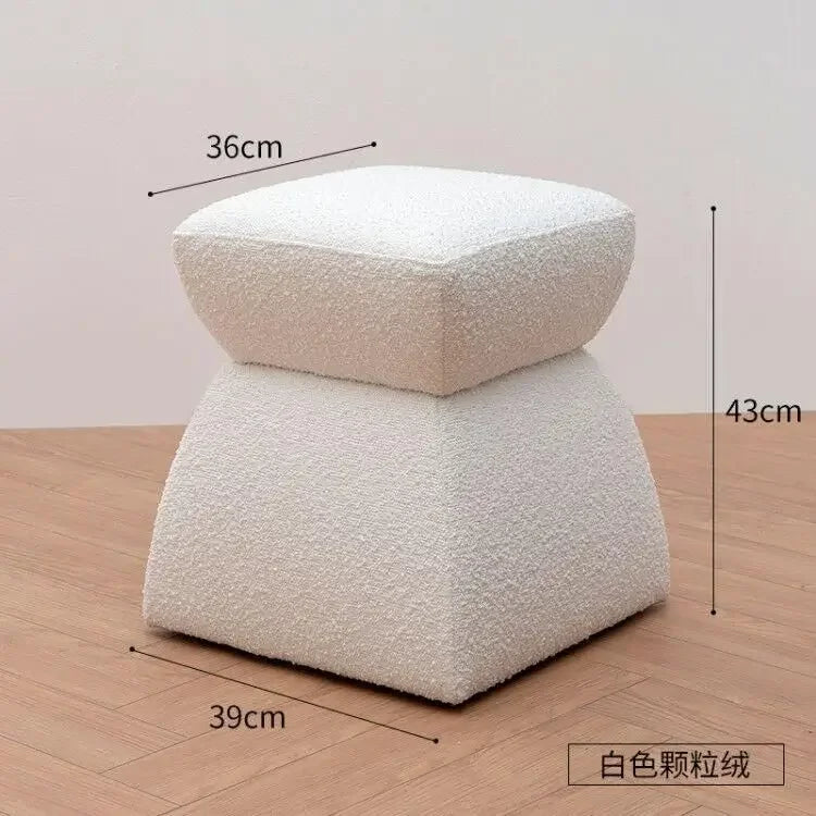 Nordic Ottoman Sitting Pouf Stool - Wooden Vanity Chair