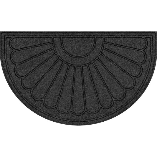 Gray Sunburst Pattern Polyester Utility Entryway Door Mat