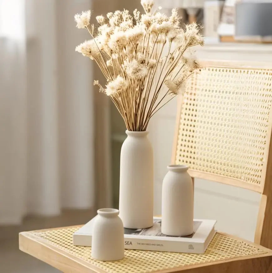3-Piece Ceramic Vase Set, Small Flower Vases