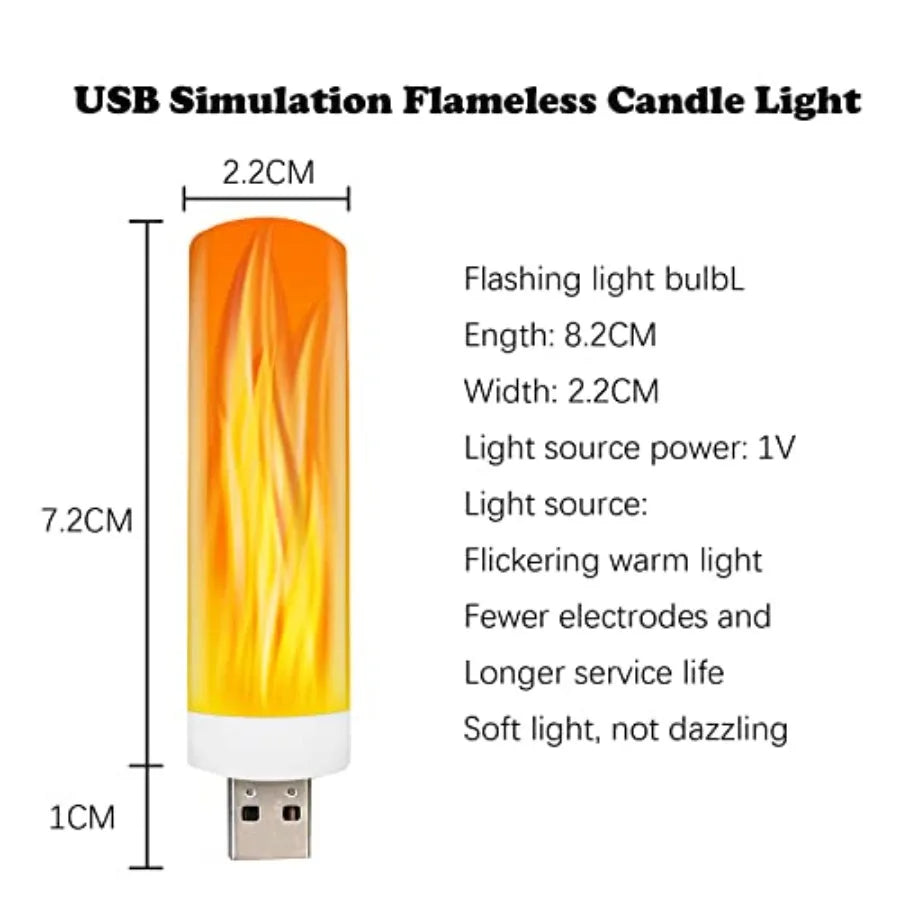 USB LED Flame Effect Light USB Flame Candle Bulb Flameless Tea Lights