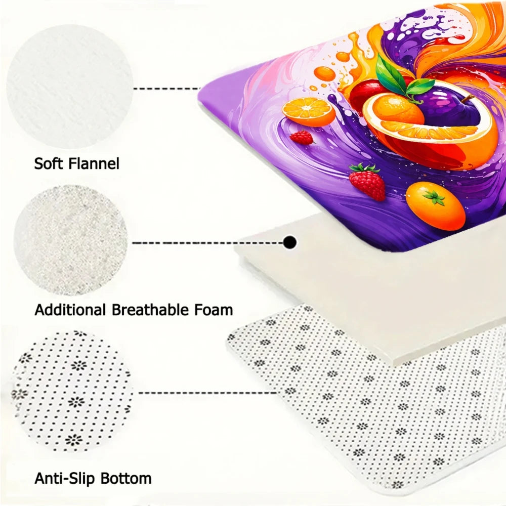 3PCS Mat Set,  Colorful Fruit Swirl Abstract Design