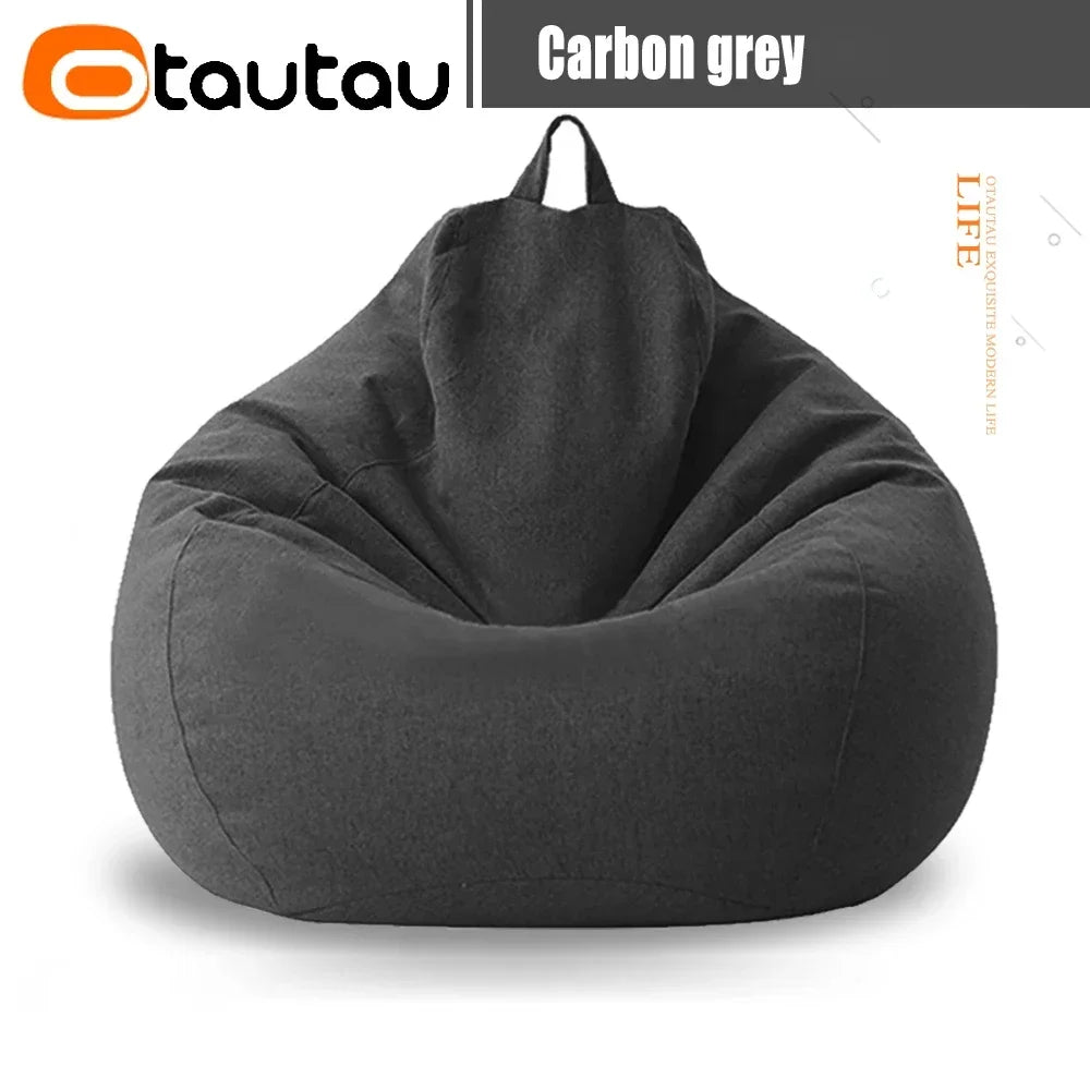 Filled 70cm Bean Bag Sofa with Filler Big Cotton Linen