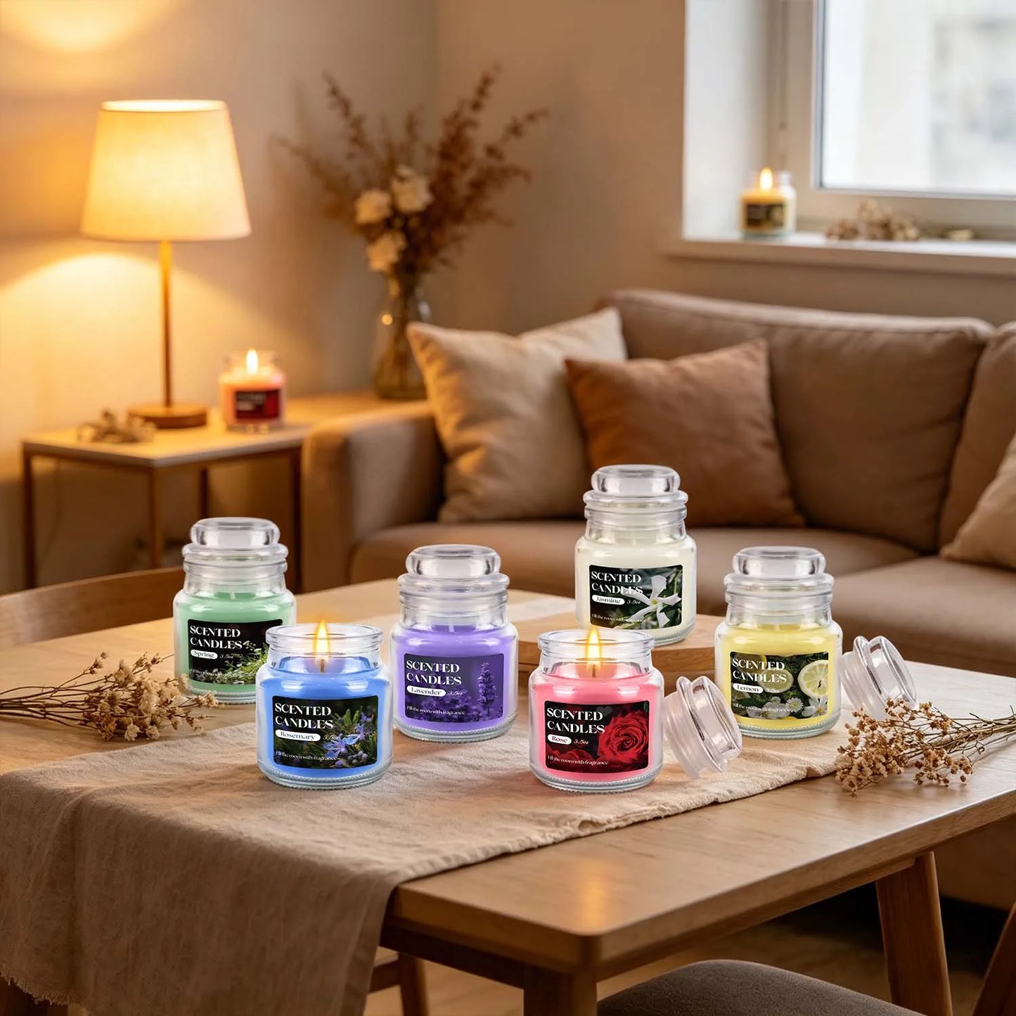 12 pieces of rotating bottle cap scented candles (small size), with 6 fragrance options