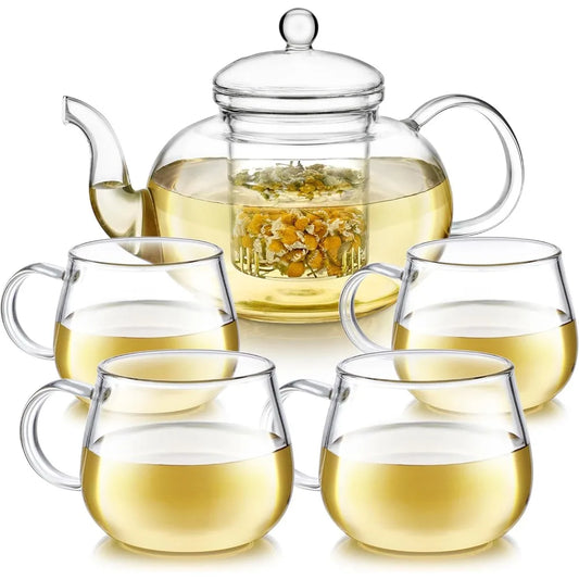 Pyrex teapot set, infuser 32 oz /946ml) four teacups
