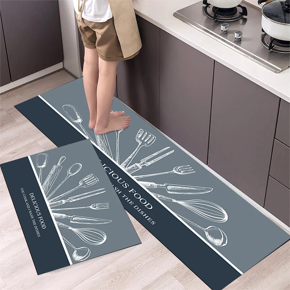 Non-slip Kitchen Mat Long Rugs Crystal Velvet Carpet