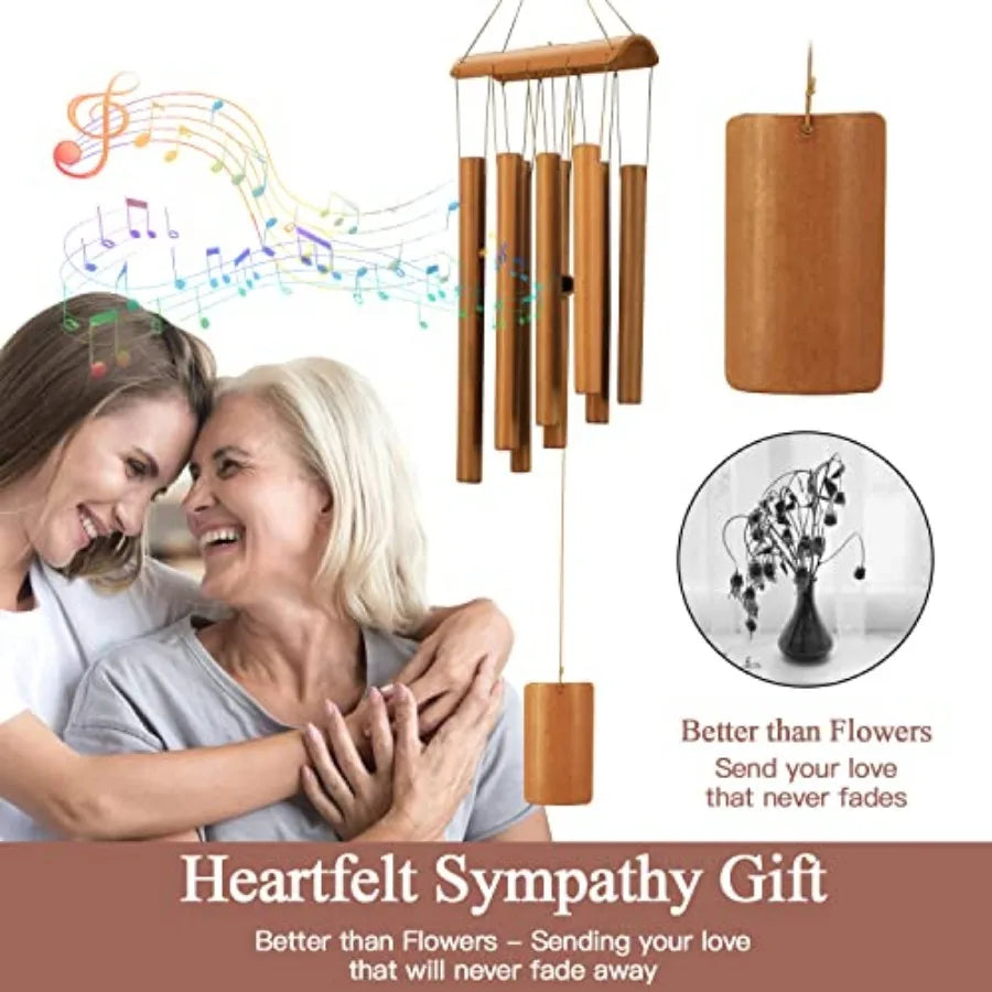 Bamboo Wind Chimes, Memorial Sympathy Wood Wind Chimes