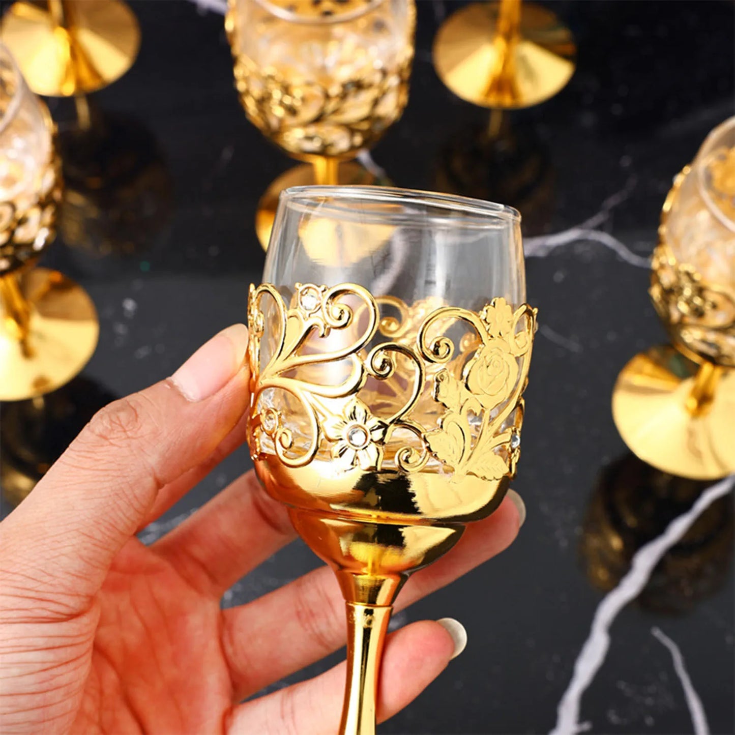 European Style Wine Goblets Metal Glass Liquor Cups