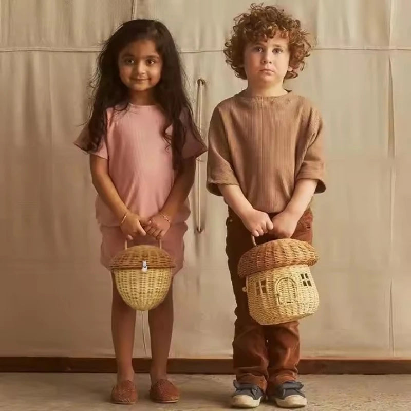 Rattan Woven Mushroom Shaped Basket