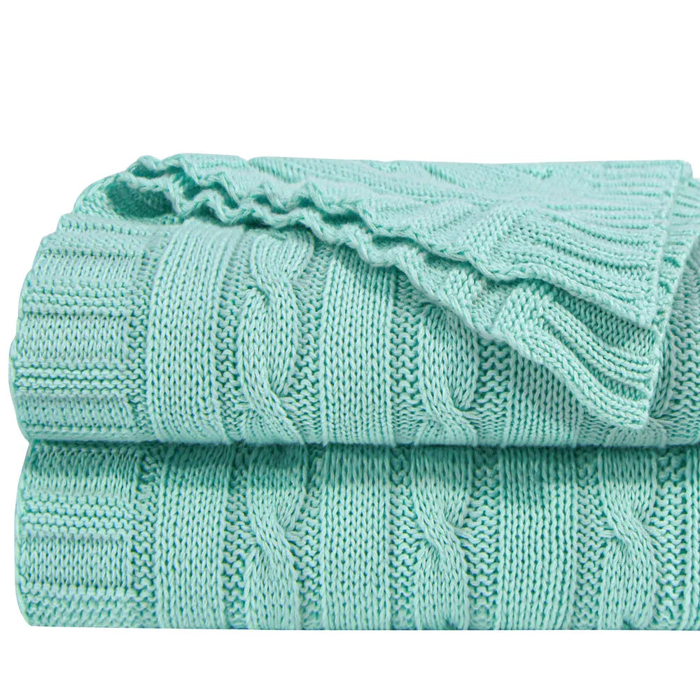 100% Cotton Cable Knit Throw, Super Soft Warm