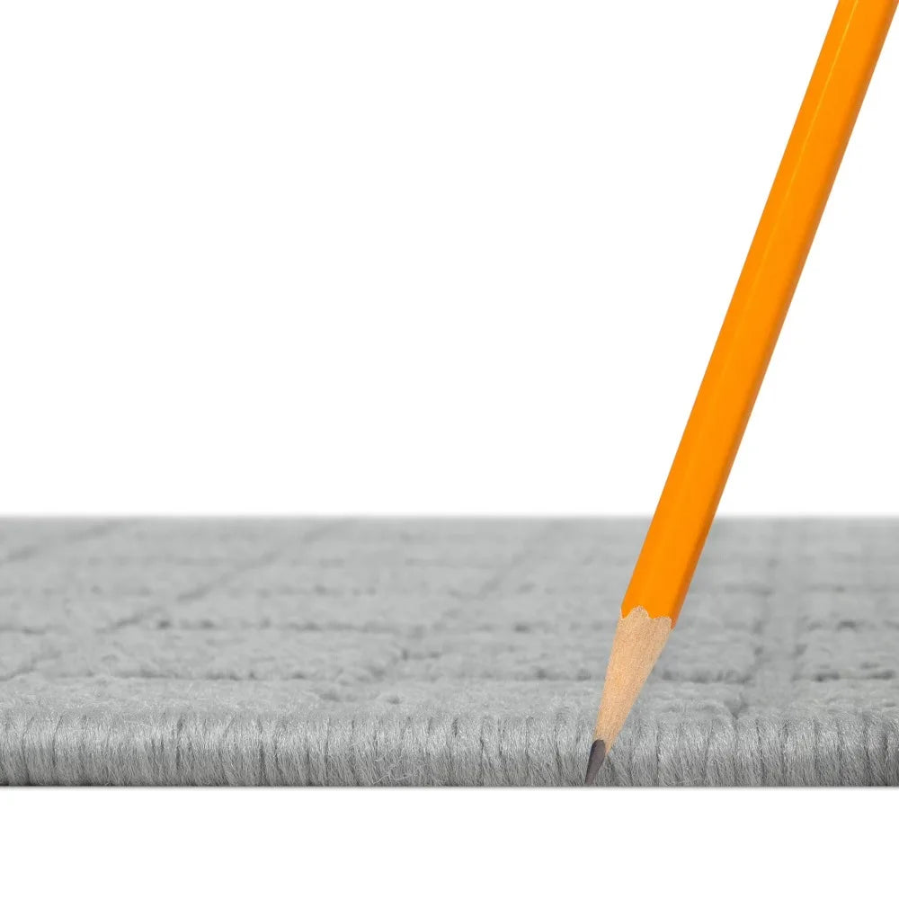 Area Rug Gray Woven Grid Machine Washable