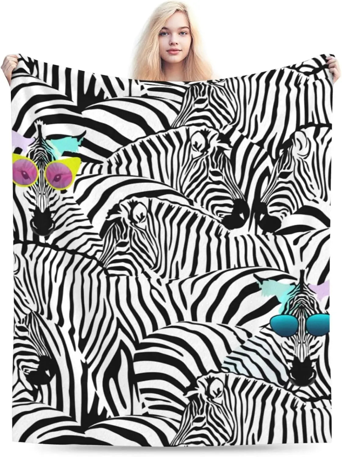 Stylish Zebra Print Blanket Soft Lightweight Throw Blankets Cozy Flannel