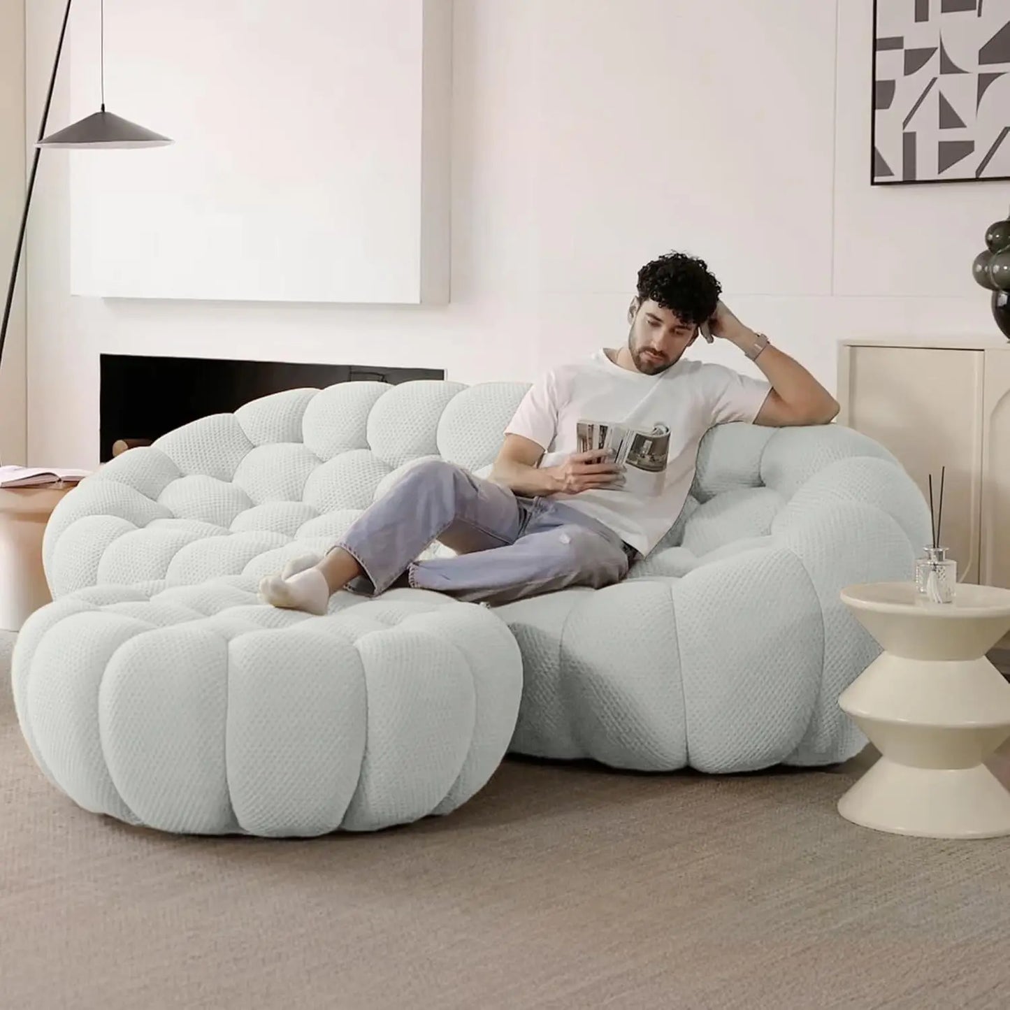 41.24'' Modern Lazy Floor Ottoman 3D Honeycomb Shape Ottoman