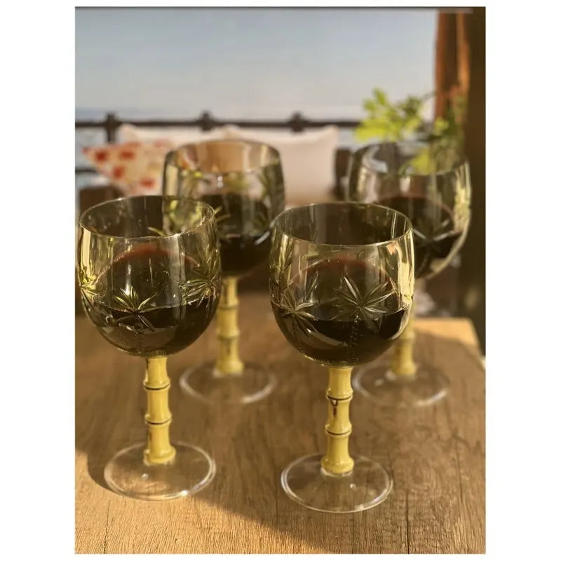 Acrylic Wine Glasses Set of 4 16oz BPA Free Palm Tree