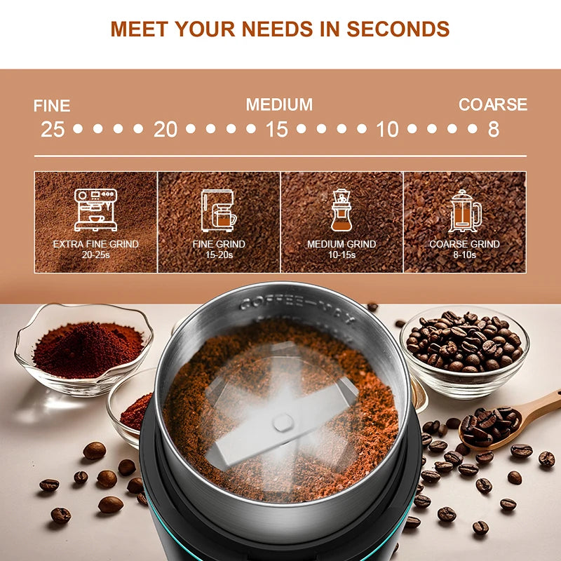 Professional Coffee Grinder with Removable Stainless Steel Cup