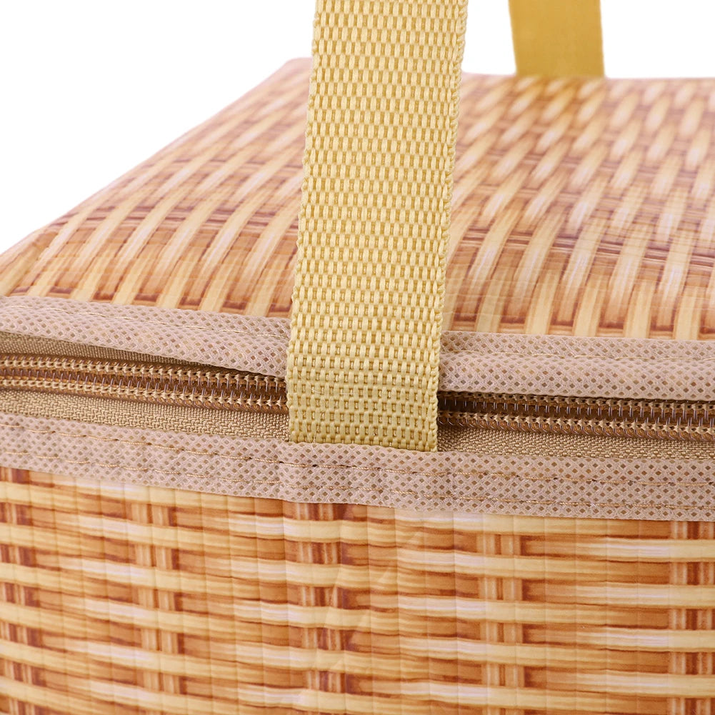 Khaki Wicker Rattan, Waterproof, Picnic Baskets, Thermal Cooler